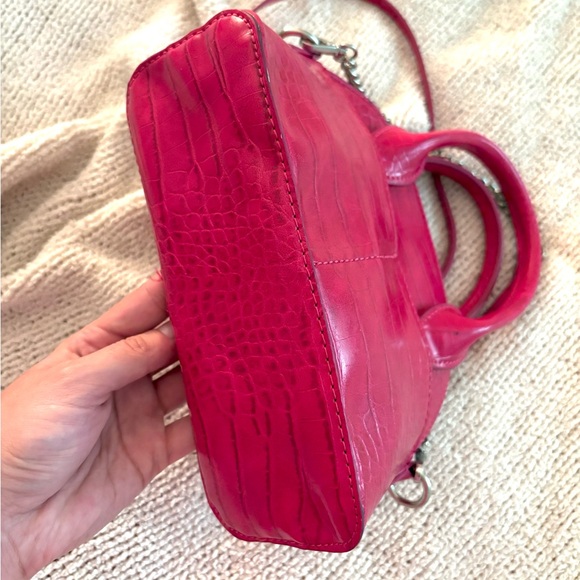 Zara Hot Pink Mini Faux Leather Croc Purse / Bag - Picture 4 of 6